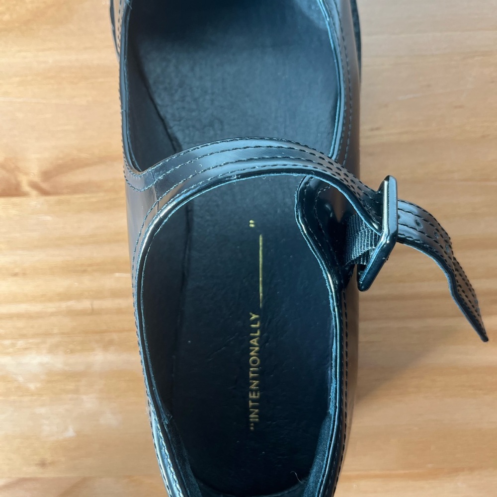 Intentionally Blank, Veronica Box Leather Lug Sole Mary Jane Shoes, Black, US 10